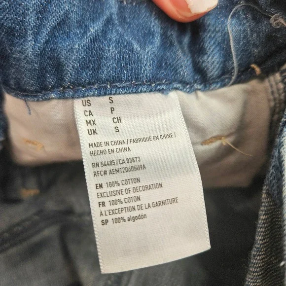 NWT American Eagle Womens Denim Shortalls Medium Wash Overalls Size Small - Picture 8 of 8